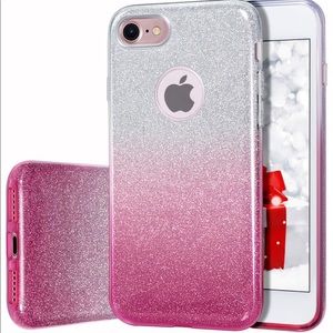 2 Cases iPhone 7 Protective Case, Ombré Glitter &